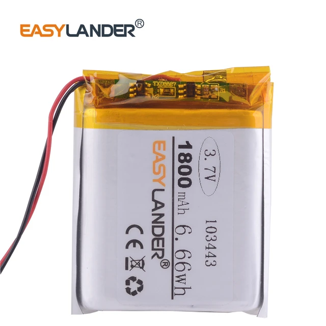 3 line 3.7V lithium polymer battery 103443 1800MAH for Game Machine MP3  Player GPS navigator Drift Stealth 2 action camera - AliExpress