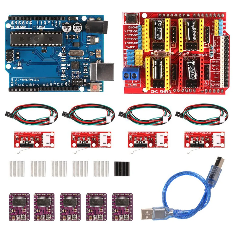 Aokin 4 шт. RAMPS 1 механический переключатель Endstop + CNC щит V3.0 Джемперы DRV8825 A4988 GRBL