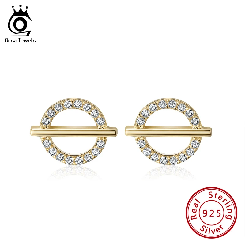 ORSA JEWELS Female 925 Sterling Silver Small Earrings Stud Gold Plated Silver Earrings Mini Ear Jewelry Little Girls Stud SE296