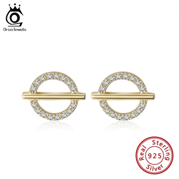 ORSA JEWELS Female 925 Sterling Silver Small Earrings Stud  Gold Plated Silver Earrings Mini Ear Jewelry Little Girls Stud SE296