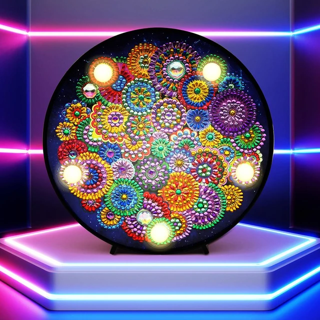 Diamond Painting Lamp with LED Lights, DIY 5D Special Shaped Beads