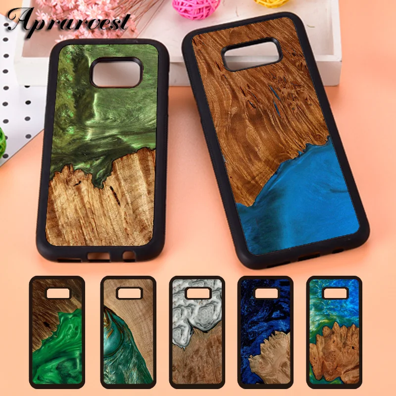 Aprarvest Wood Resin Pattern TPU Phone Case Cover For Samsung Galaxy S5 S6 S7 edge S8 S9 Plus S10 lite S10E Note 5 8 9 10 | Мобильные