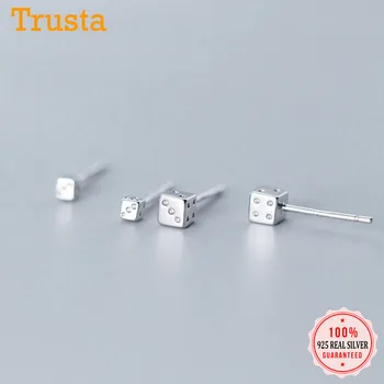 

Trusta Fashion Genuine 925 Sterling Silver Sweet Lovely Dice Earring Stud Earrings For Women Girls Wedding Jewelry Gift DS2323