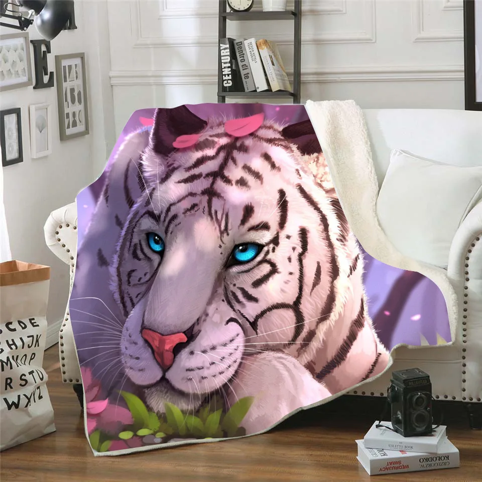 Одеяло из шерпы с 3D принтом Dream Tiger покрывало на диван постельное белье для