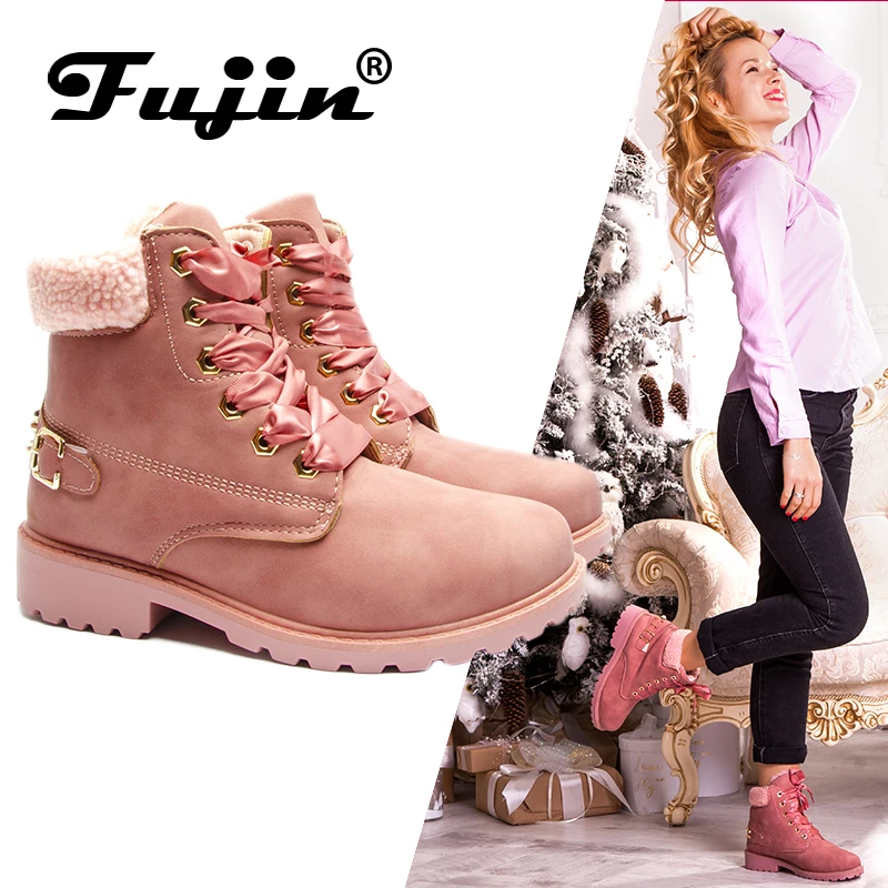 Fujin/женские зимние ботинки Новинка 2020 года Женские Новая женская зимняя обувь
