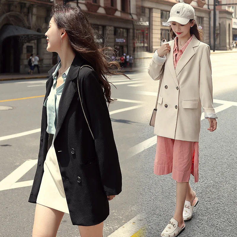 

Suit-Style Elegant Versatile Elegant Korean-style 2019 Autumn New Style Solid Color Simple Casual Loose-Fit Coat Women's