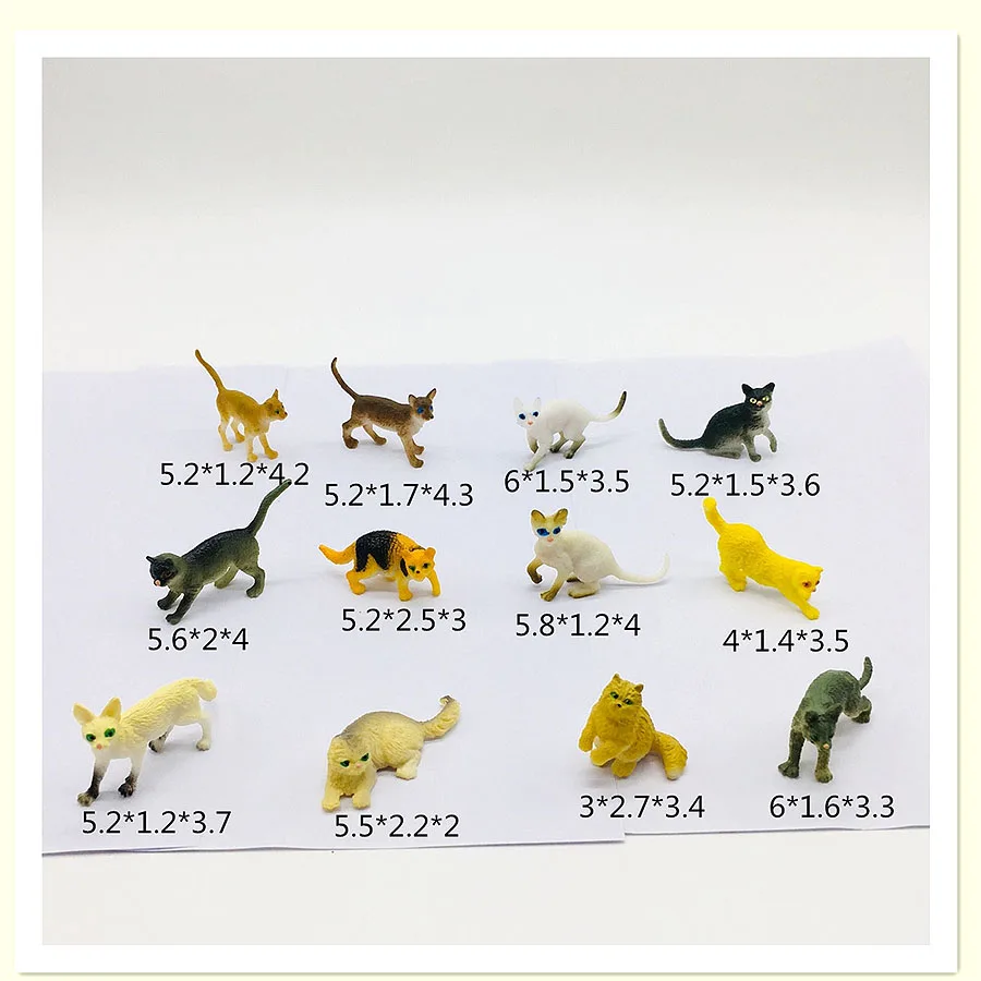 Cats 12pcs Пластиковые ассорти фермы мир фигурки животных фигурки реалистичные дикий лес маленькие животные образовательные вечерние забавные игрушки - Цвет: Cats 12pcs