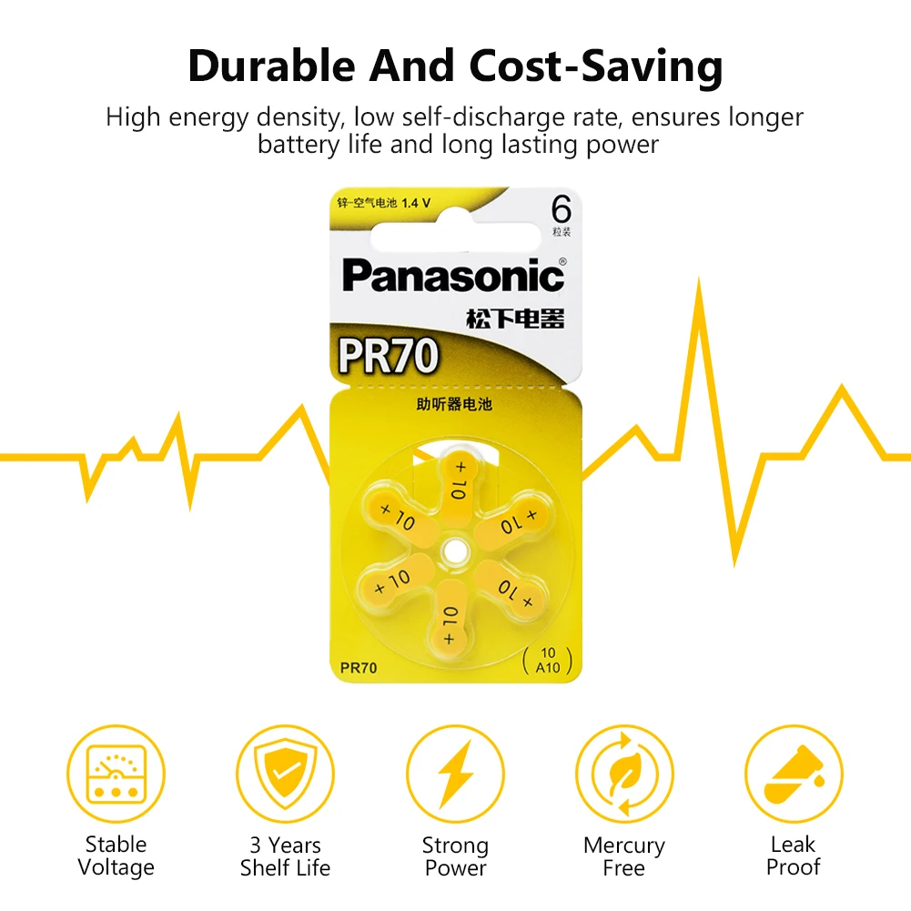 24 шт. Panasonic цинк воздуха Экстра производительность батареи слухового аппарата A10 10A 10 PR70 батареи слухового аппарата A10 кнопки ячеек
