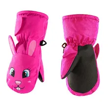 Водонепроницаемые зимние толстые теплые перчатки для детей ясельного возраста, милые Мультяшные лыжные варежки с объемными ушами, Нескользящие эластичные лыжные варежки От 1 до 8 лет
