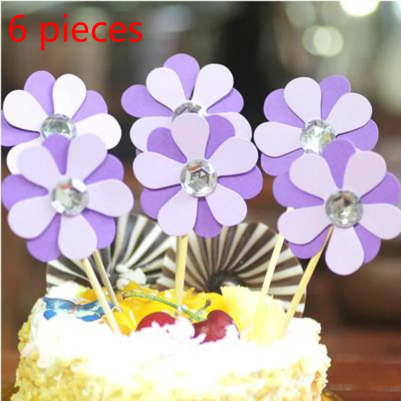 Flower shape Purple Украшение для выпечки торта, декоративные украшения для детского торта на день рождения, маленькие украшения для торта в виде слона, куклы - Цвет: Flower shape Purple