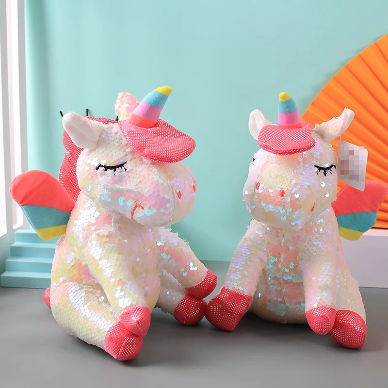 

sequin unicorn 28CM plush toys stuffed animals Christmas gift kids soft toys thanks giving day gift