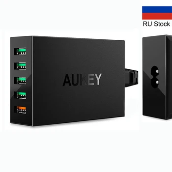 

AUKEY Quick Charge3.0 Mobile Phone Charger US EU UK Plug 5-Port USB Wall Charger 54W Travel Charger for i-phone Xiao-mi Tablet