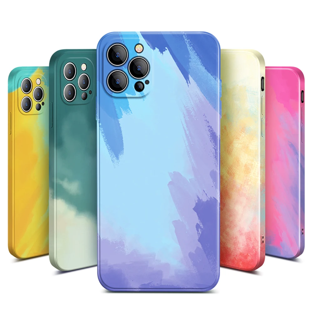 Роскошный чехол с акварельным рисунком для iPhone 11 Pro Max Mini SE 2020 X XS XR 7 8 Plus телефона