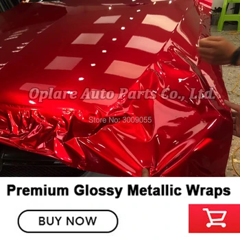 

Premium Gloss Metallic Red Vinyl Car Wrap Styling Glossy with Air Free full car Covering foil Classic dark red