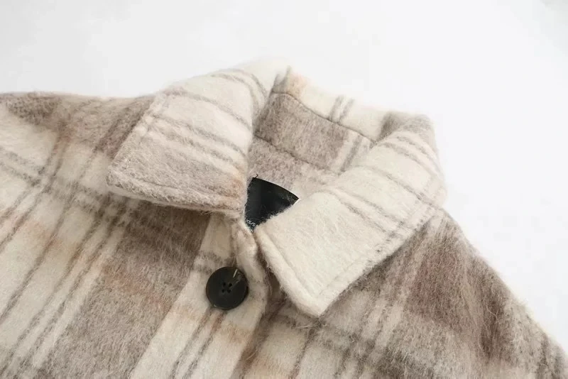 Withered winter Woollen cloth jacket women england vintage plaid oversize botfriend jacket casaco feminino jaqueta feminina tops