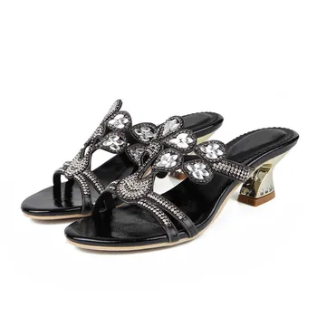 

Christia Bella Large Size Women Fashion Rhiestones High Heels Sandals Evening Party Bohemian Style Pumps Open Toe Ladies Shoes