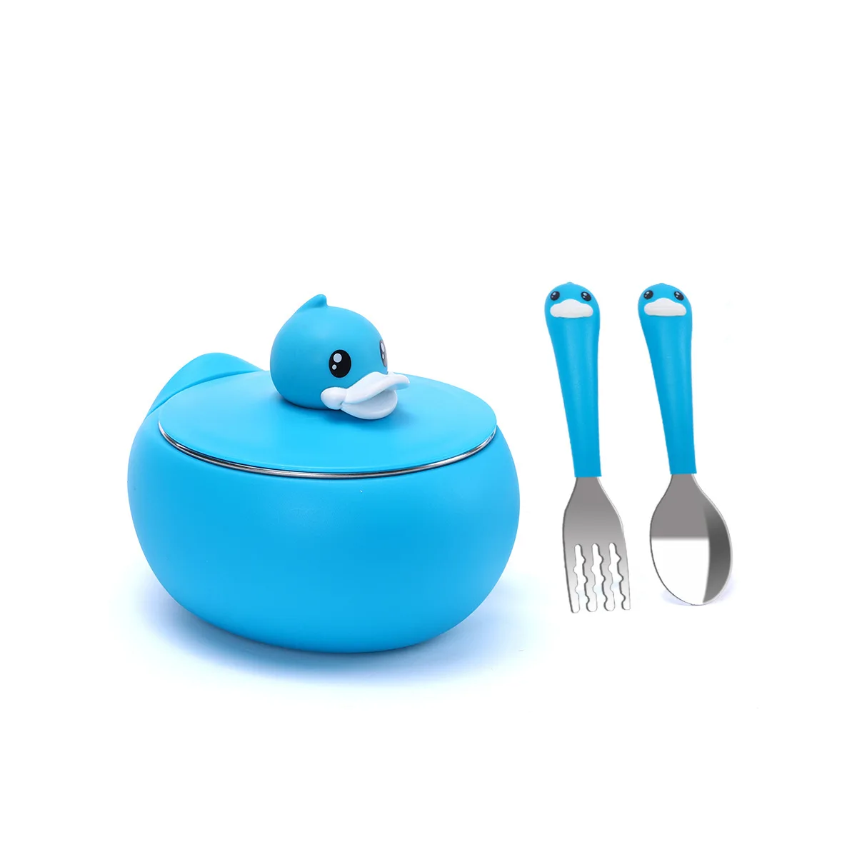 

B. Duck Small Yellow Duck Tableware Insulated Set Bowl Spoon CHILDREN'S Bowl Baby Eating Shatter-resistant Water Injection Therm