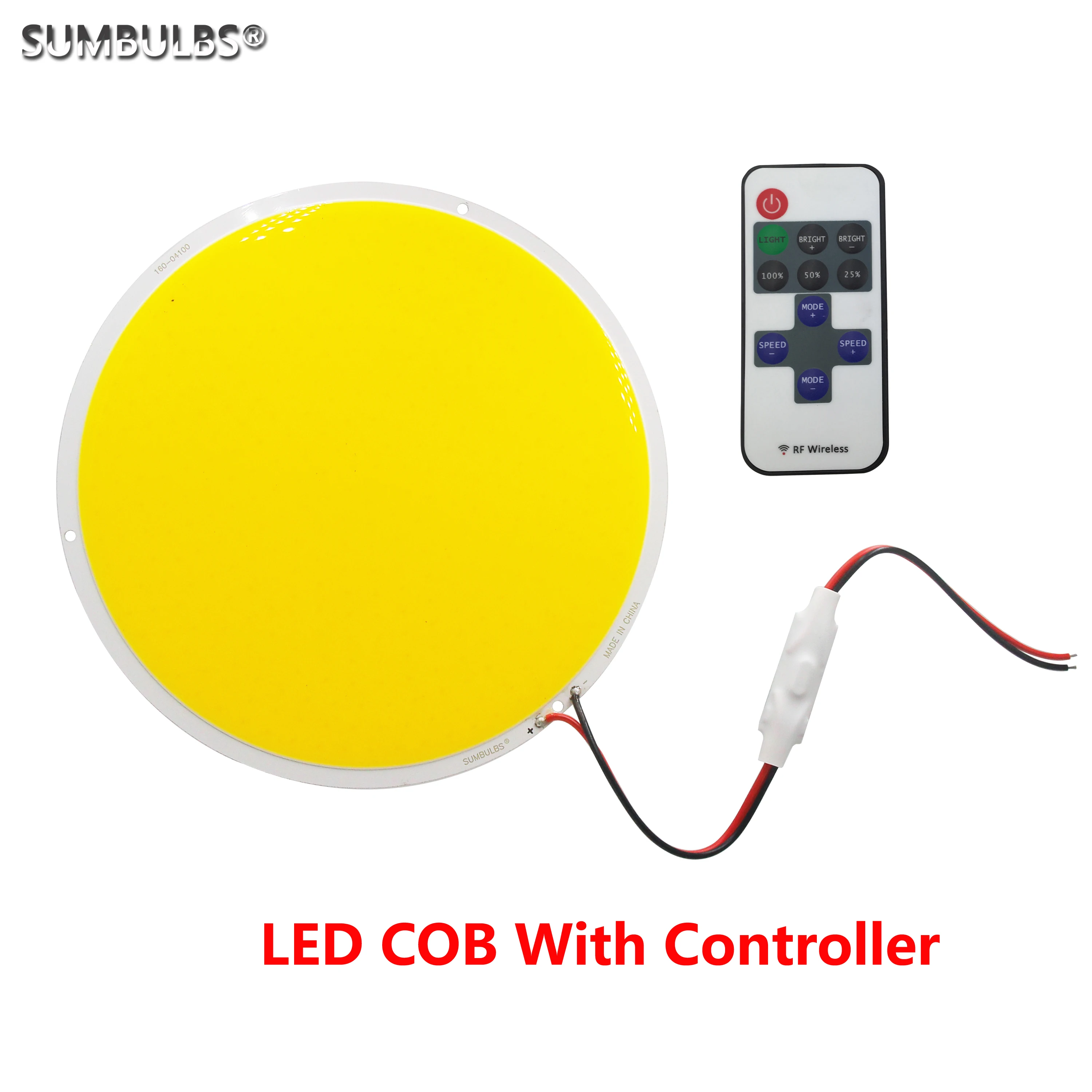 SUMBULBS Diameter 160mm Circular DC 12V LED COB Light Source Dimmable Round Super Bright LED With Dimmer Remote Controller