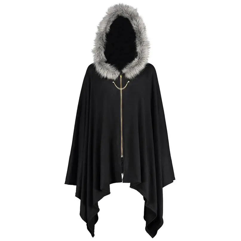 New Fashion Women Cloak Coat Winter Keep Warm Plus Size Bat Sleeve Hooded Plush Hat Zipper Holiday Party Cape Coat 4O24 (3)