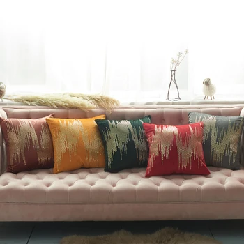 

Soft Velvet Cushion Cover Abstract Rivet Home Decorative Pillow Cover for Home Sofa Bed 45x45cm Yellow Red Dark Green Grey Brown