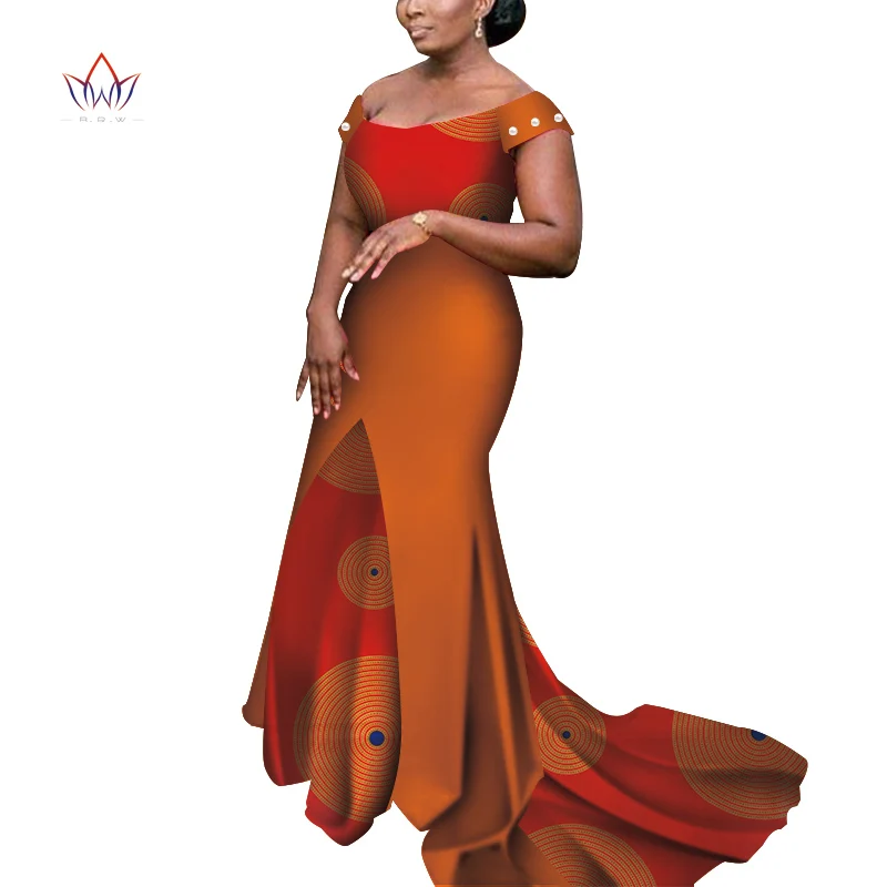 Африканские платья для женщин с открытыми плечами Длинные платья Дашики вечерние платья в африканском стиле WY3852 - Цвет: 1