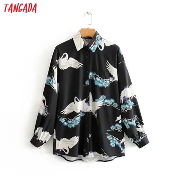 

Tangada women crown print blouse Japanese style long sleeve chic female casual loose shirt blusas femininas 2J11