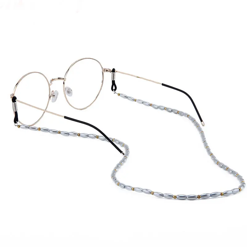 

Solid Color Eyeglass Chains & Lanyards Anti-skid Pearl Beads Sunglasses Reading Glasses Cord Strap For Women Eyewear Accessories