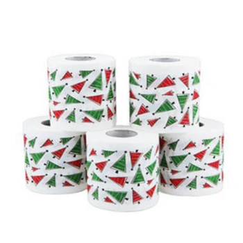 

5PCS Christmas Pattern Series Roll Paper Christmas Decorations Prints Funny Toilet Paper Christmas Decorations for Home