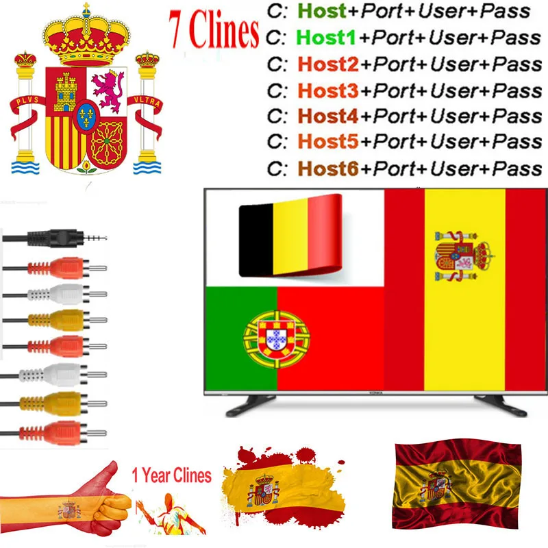 Cccam Europa 7 линий HD 1 год Клайн сервер для MT5370 USB спутниковый приемник WiFi Испания Великобритания Германия, Италия POLSAT MOVISTAR