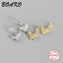 BOAKO Милая крошечная серьга «пчела» 925 пробы серебряные серьги для женщин медовая пчела кулон серьги-гвоздики в рождественской тематике подарок корейские ювелирные изделия