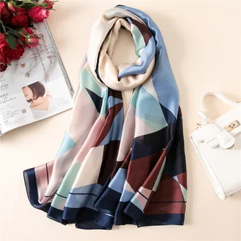 

Classic women silk scarf female scarves ladies beach wrap chiffon shawl lattice Printed bandanna foulard muffler free shipping