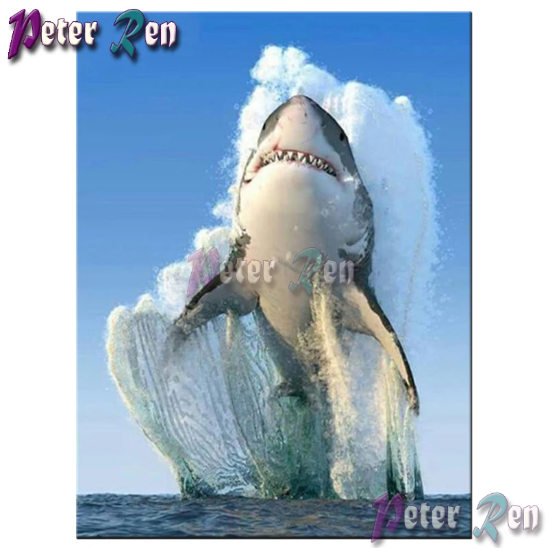 

5d animal Diamond painting Diy full Square/round Rhinestones cross stitch embroidery picture home art Decorative ocean shark