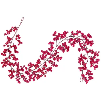 

5.9 Ft Christmas Red Berry Garland Artificial Burgundy Red Pip Christmas Garland for Fireplace Decorations Holiday Decor