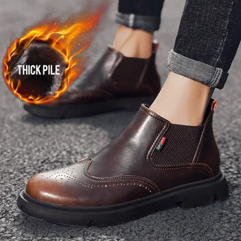 

OSCO Men Boots Autumn Winter Ankle Boots Fashion Footwear Lace Up Shoes Men Business Casual High Top Men Shoes