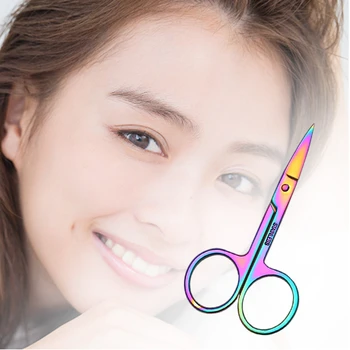 

2Pcs Chameleon Curved Head Eyebrow Scissor Makeup Trimmer Facial Hair Remover Manicure Scissor Nail Cuticle Tool