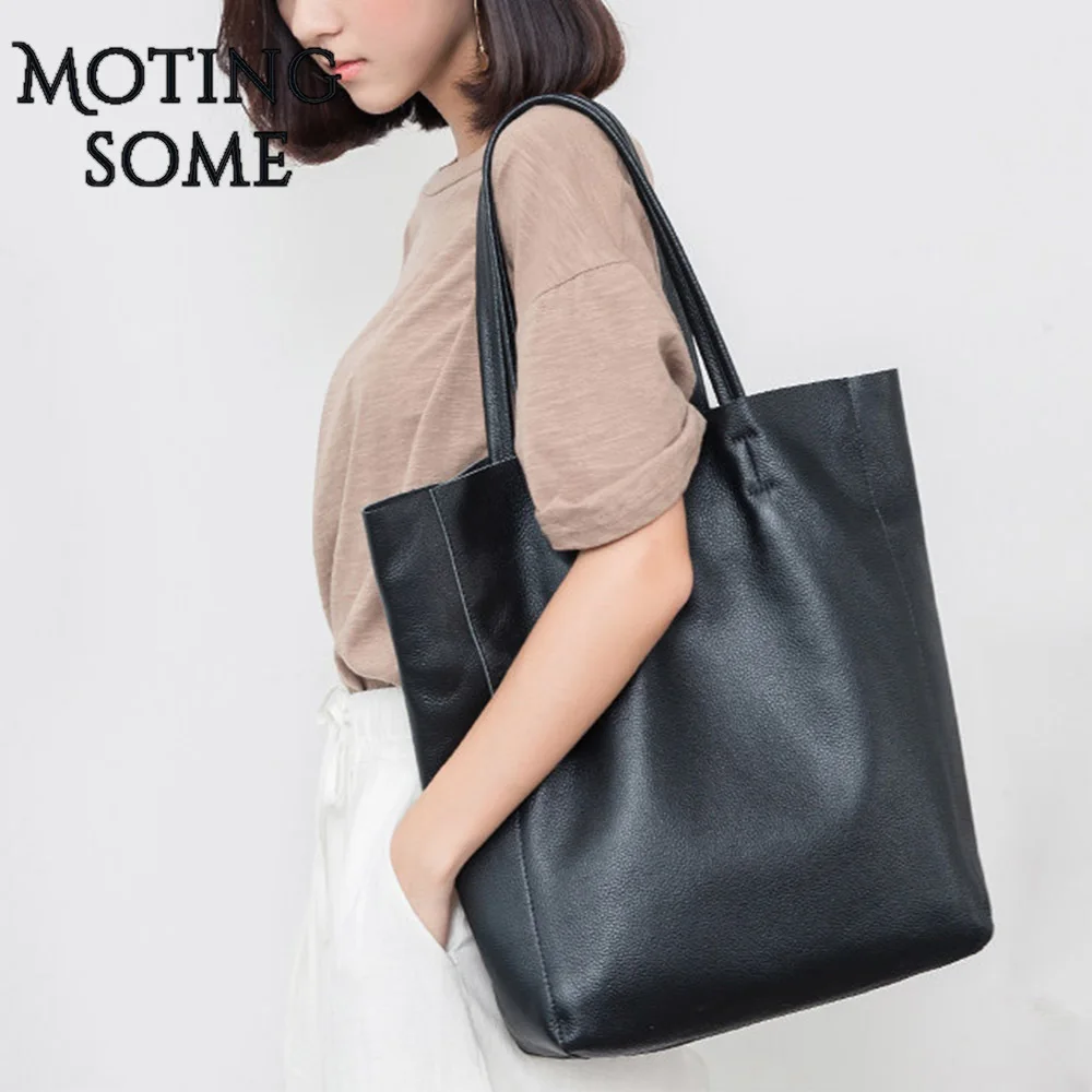 

Simple Style Genuine Leather Women Tote Bag High Quality Cowhide Large Shopper Bag Female Totes Calfskin Shoulder Bag 2020 New