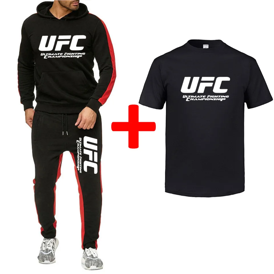 

New Brand Tracksuit Fashion UFC Men Sportswear Three Piece Sets All Cotton Ultimate Fighting Championship Sportswear Piece Sets