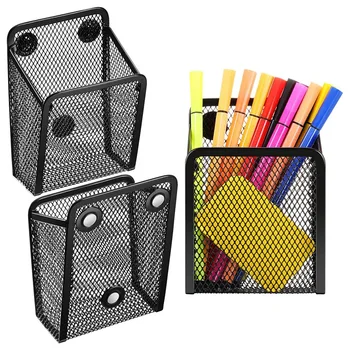 

3PCS netic Pencil Holder Metal Wire Mesh netic Basket Pen Pencil Makeup Organizer Kitchen