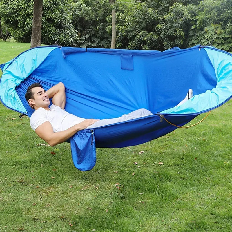 Outdoor Hammock for Travel Camping Hiking Garden Hammock 2 Person Portable Hammock Sleep Swing with Mosquito Net Rain Fly Tarp