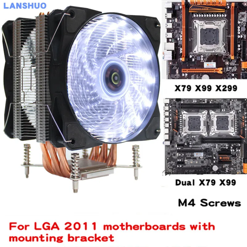 3/4PIN RGB светодиодный кулер для процессора 6-Heatpipe 12 В 12 см 2Fan радиатор охлаждения для LGA 2011X79 - Цвет лезвия: White