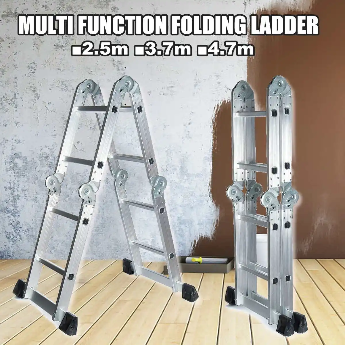 

Telescopic Folding Ladder Step-Stand House Aluminium Ladders Telescoping Multi-Purpose Extension Folding Step Ladder 2.5m