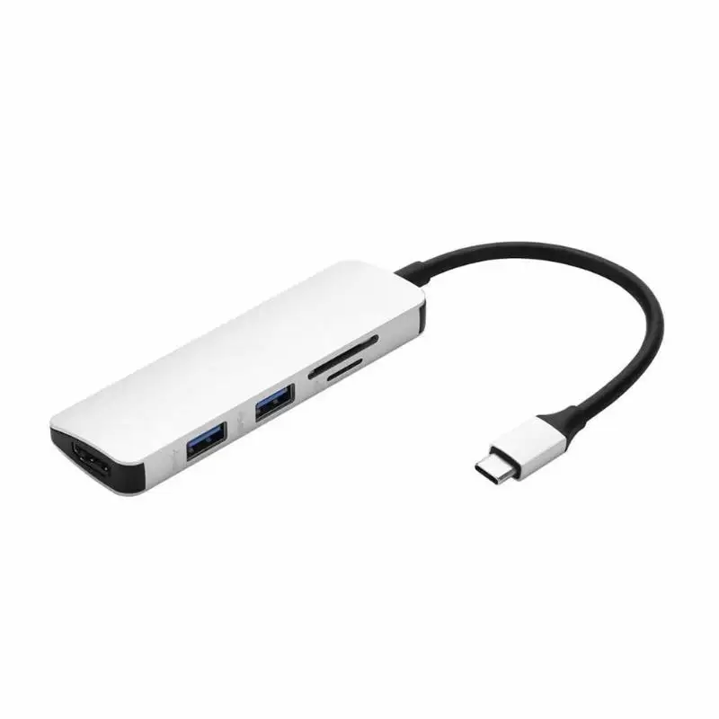 5 в 1 TYPE-C концентратор USB-C к USB3.0 HDMI TF карта памяти док-станция - Цвет: Серебристый
