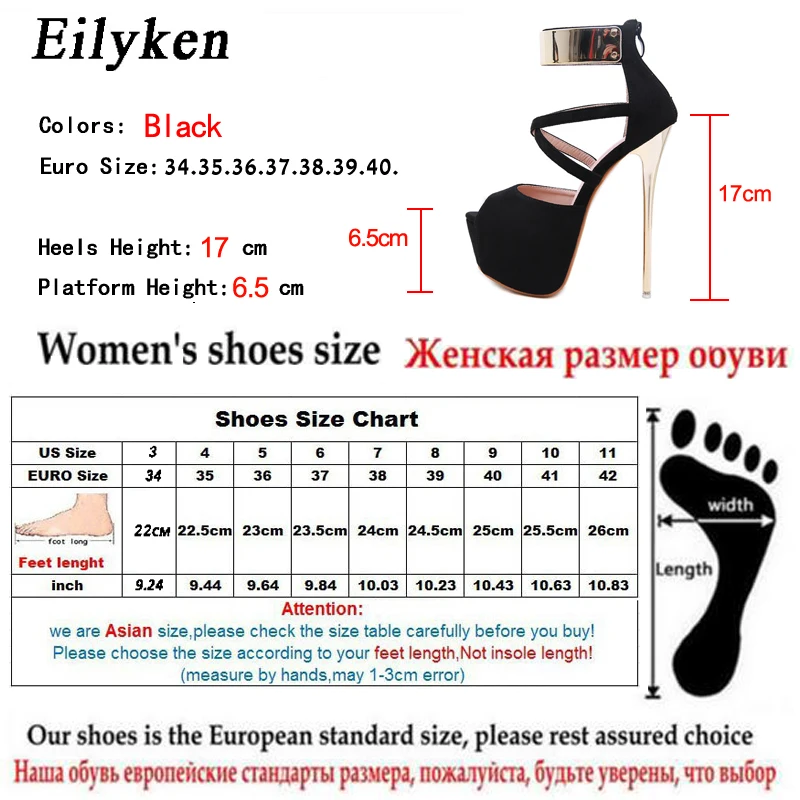 Eilyken/женские босоножки на платформе; босоножки-гладиаторы на молнии; туфли-лодочки на очень высоком каблуке для клубов; женские босоножки с вырезами; Цвет Черный