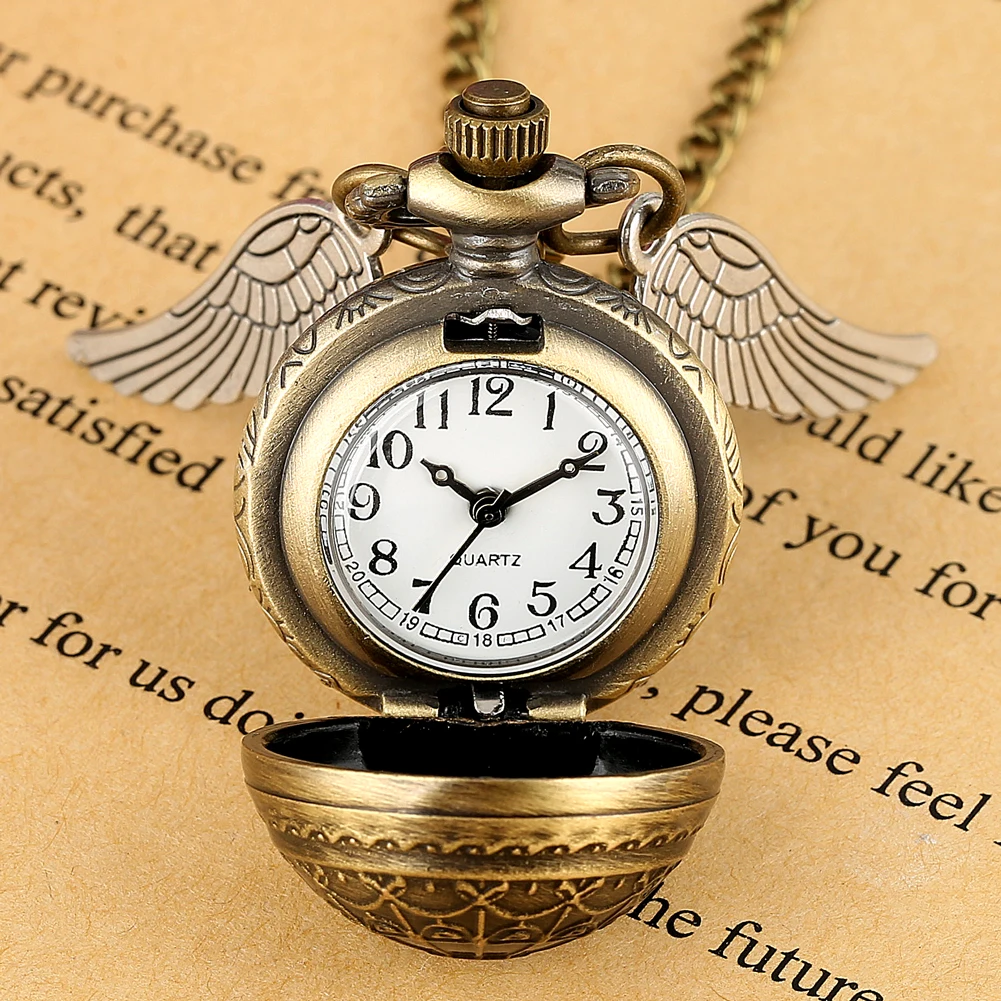 Ретро для мужчин и женщин кварцевые карманные часы Полный Охотник часы стимпанк ожерелье цепь кулон Fob часы унисекс хорошие крылья подарки