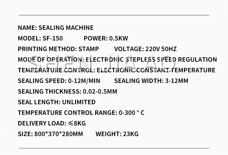 1PC SF-150 Continuous Sealing Machine Plastic film Bag Aluminum Foil PE Bag Automatic Sealing Machine Commercial Sealing Machine