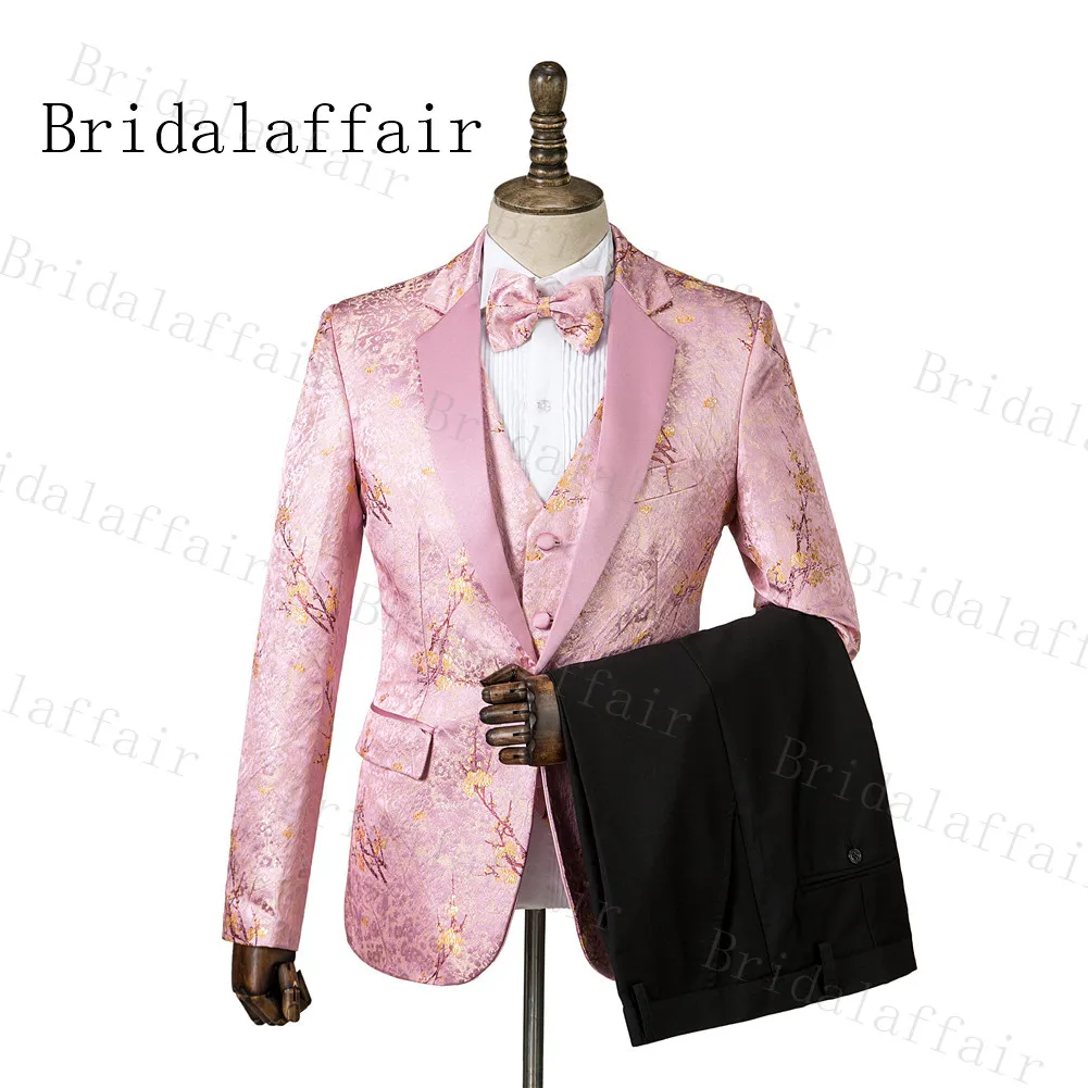 Bridalaffair костюм Homme Mariage 2019 модный смокинг сливы персиковый розовый жаккард мужской