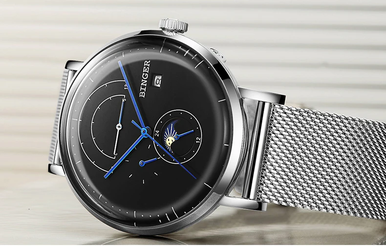 Швейцарские автоматические часы Бингер мужской роскошный бренд часов Механические мужские s часы сапфир мужской Япония движение Мужчины t reloj hombre
