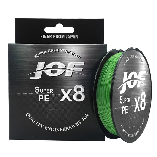JOF 8 Weaves Multifilament Fishing Line 150M 300M 500M 8 Strands Braided Fishing Line PE Line 15 20 30 40 50 60 80 100LB Hi-Vis Green