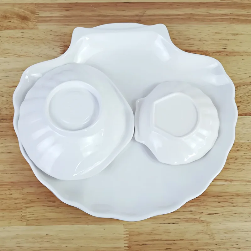 Plastic Dinner Plates Melamine Dinnerware Imitation Porcelain Plate Shell Dish Hot Pot Restaurant Seasoning Dish A5