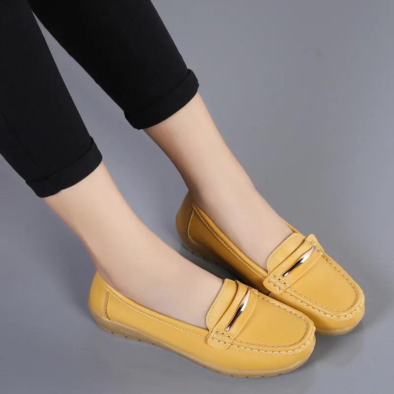 Women's Leather Slip-On Flats Spring Autumn Sizes 35-44